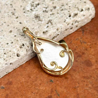 Estate 14KT Yellow Gold Teardrop Mabe Pearl Pendant Enhancer