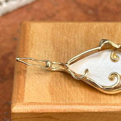 Estate 14KT Yellow Gold Teardrop Mabe Pearl Pendant Enhancer