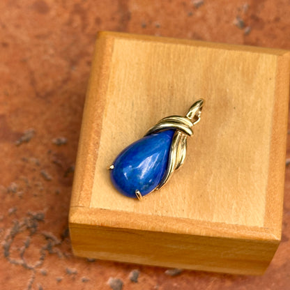 Estate 14KT Yellow Gold Teardrop Lapis Pendant Enhancer