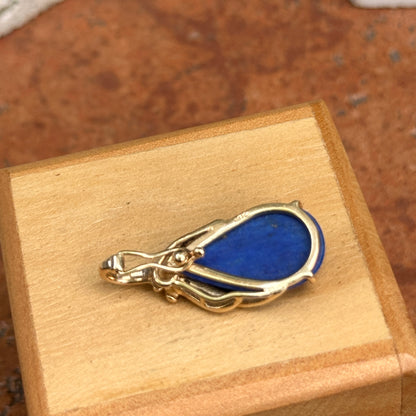 Estate 14KT Yellow Gold Teardrop Lapis Pendant Enhancer