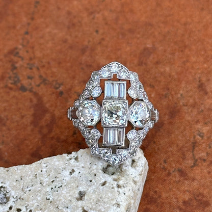 Platinum Art Deco Mary Tyler Moore Diamond Ring