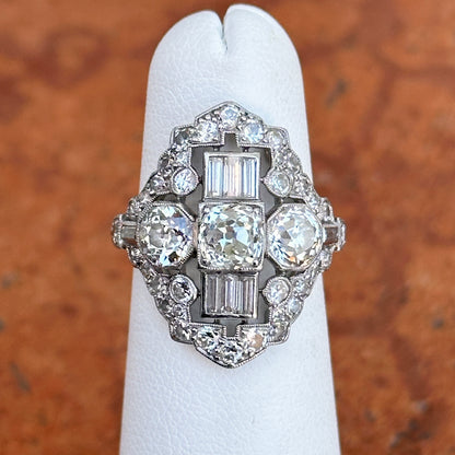 Platinum Art Deco Mary Tyler Moore Diamond Ring