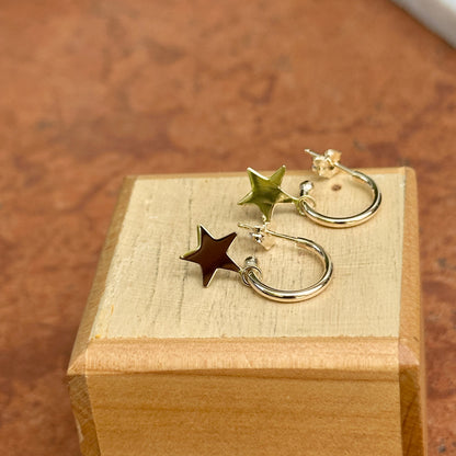 14KT Yellow Gold Star Charm Hoop Earrings