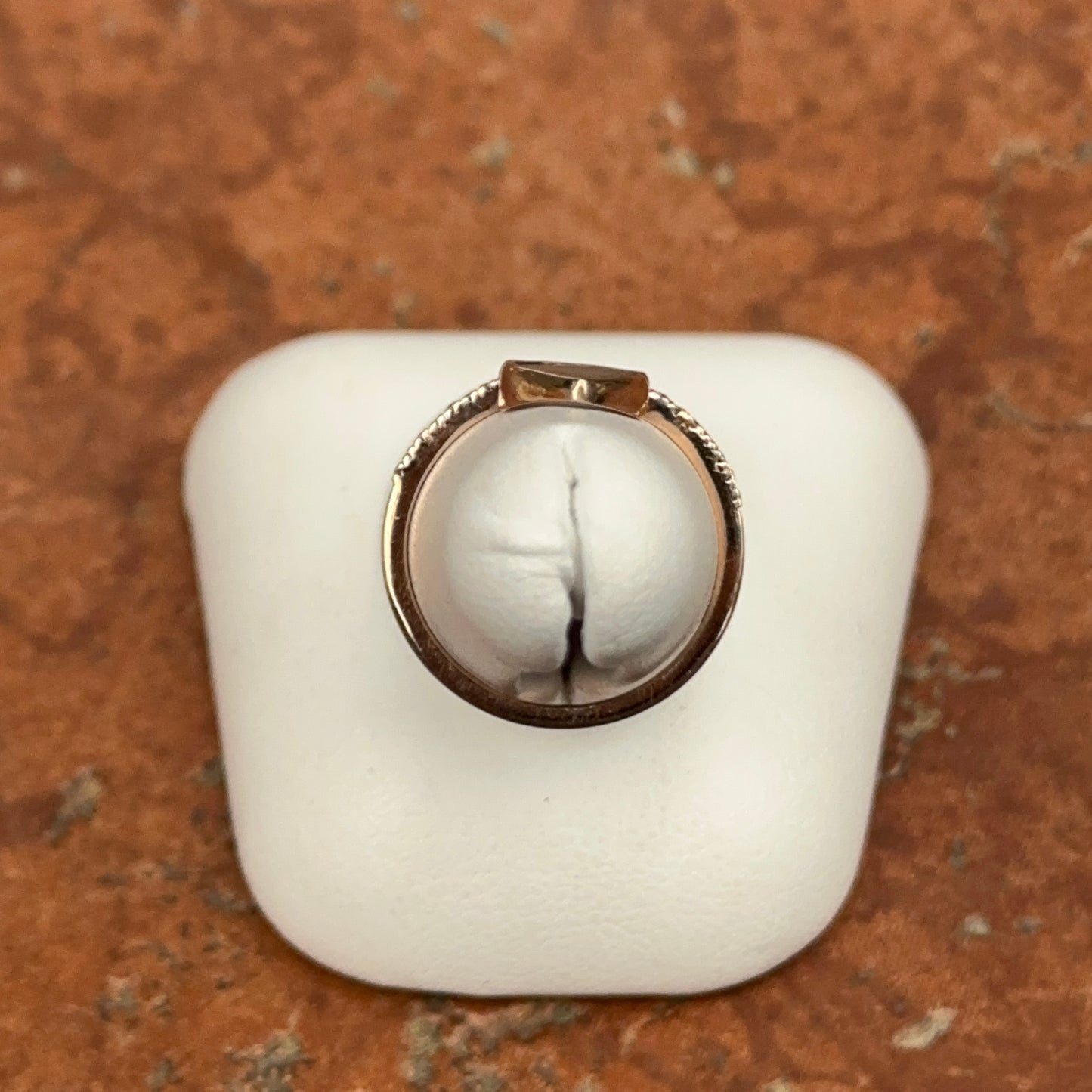 14KT Rose Gold Teardrop Geometric Gray Diamond Slice Ring