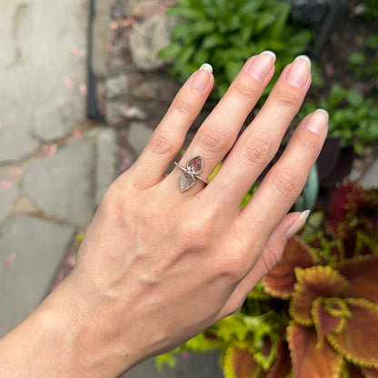 14KT Rose Gold Teardrop Geometric Gray Diamond Slice Ring