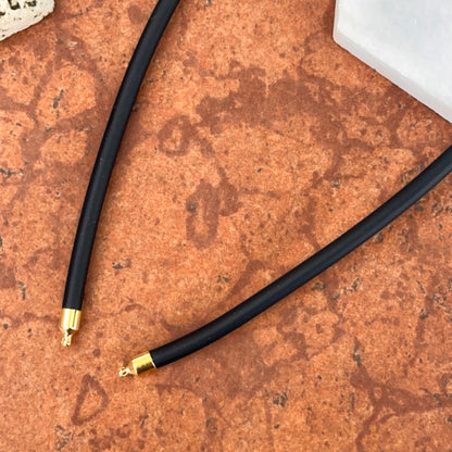Gold Plated Steel + 5mm Black Nitrile Rubber Swap Necklace No Clasp 16”