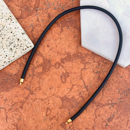 Gold Plated Steel + 5mm Black Nitrile Rubber Swap Necklace No Clasp 16”