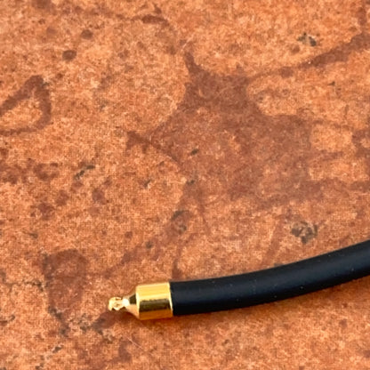 Gold Plated Steel + 5mm Black Nitrile Rubber Swap Necklace No Clasp 16”