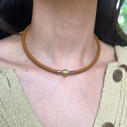 Brown Leather + Stainless Steel 5mm Cord Swap Necklace