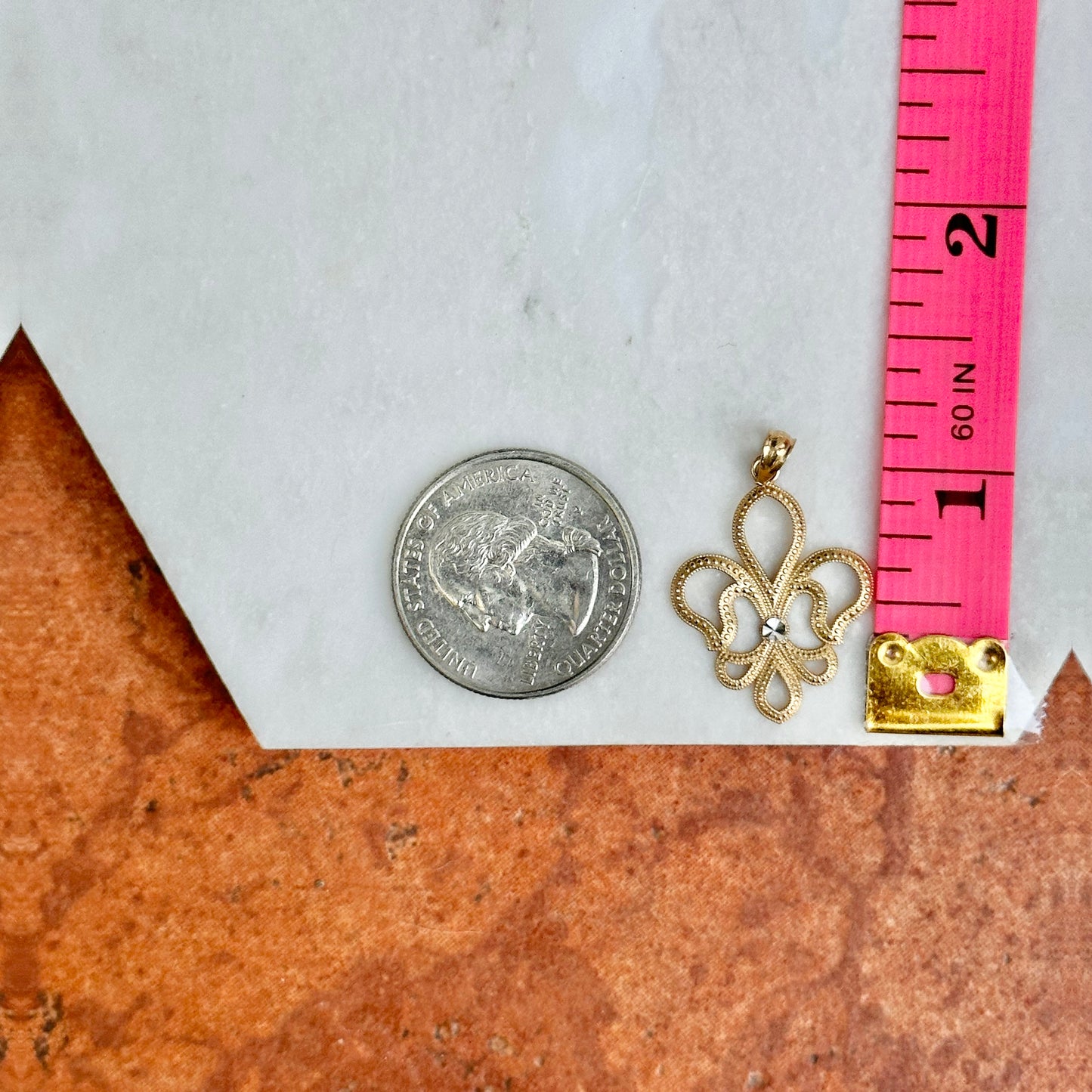 14KT Yellow Gold Diamond-Cut Fleur de Lis Pendant