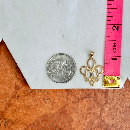 14KT Yellow Gold Diamond-Cut Fleur de Lis Pendant