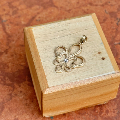 14KT Yellow Gold Diamond-Cut Fleur de Lis Pendant