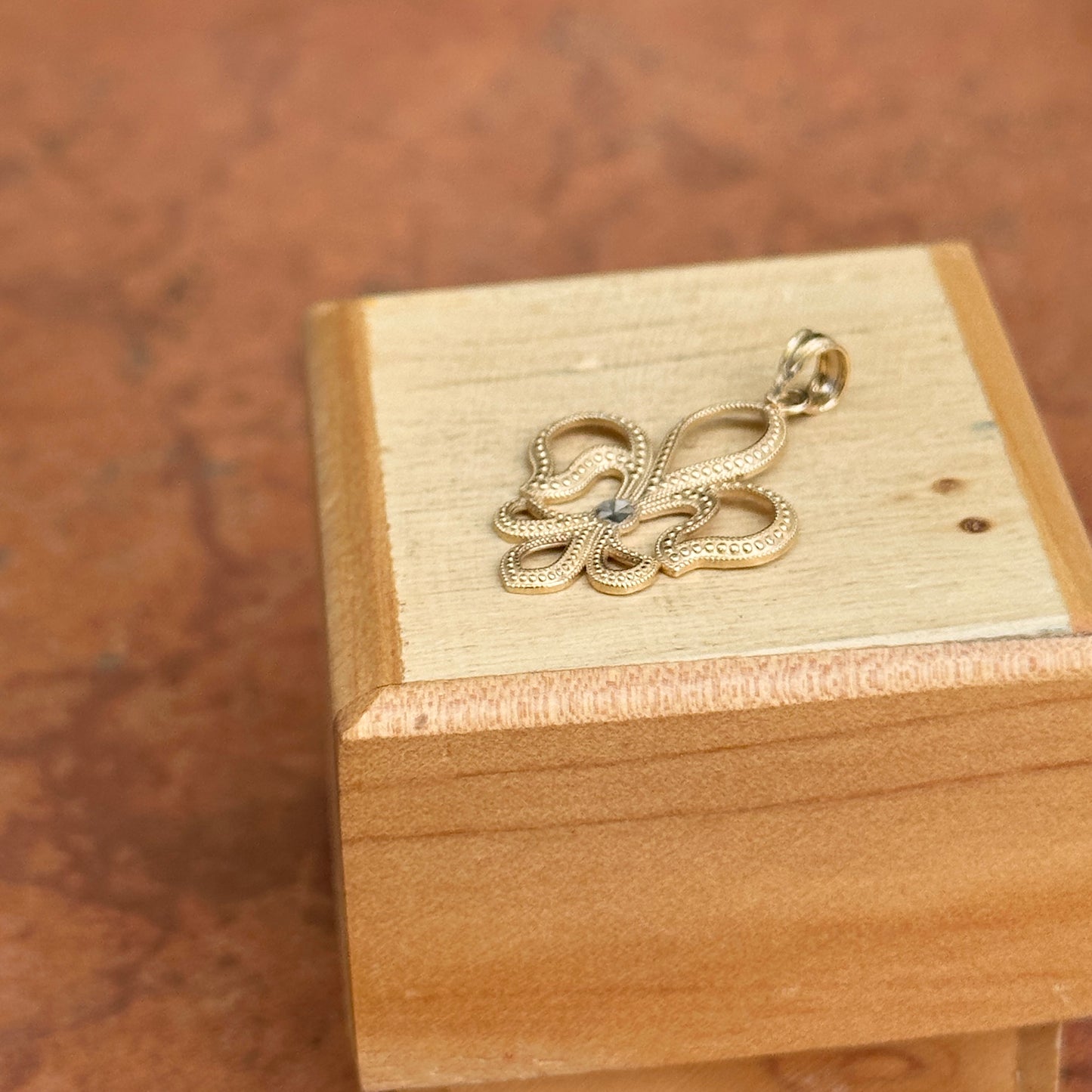 14KT Yellow Gold Diamond-Cut Fleur de Lis Pendant