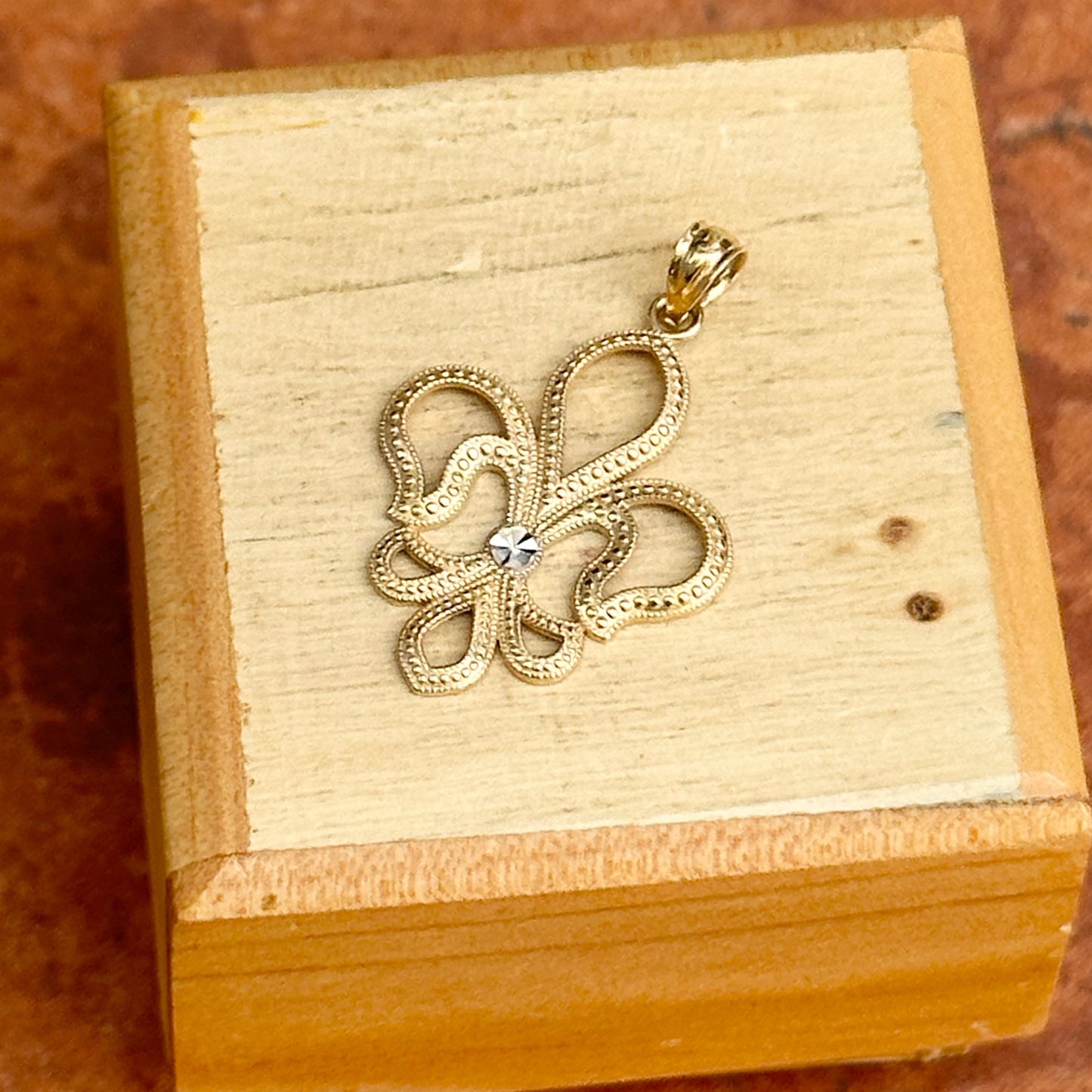 14KT Yellow Gold Diamond-Cut Fleur de Lis Pendant