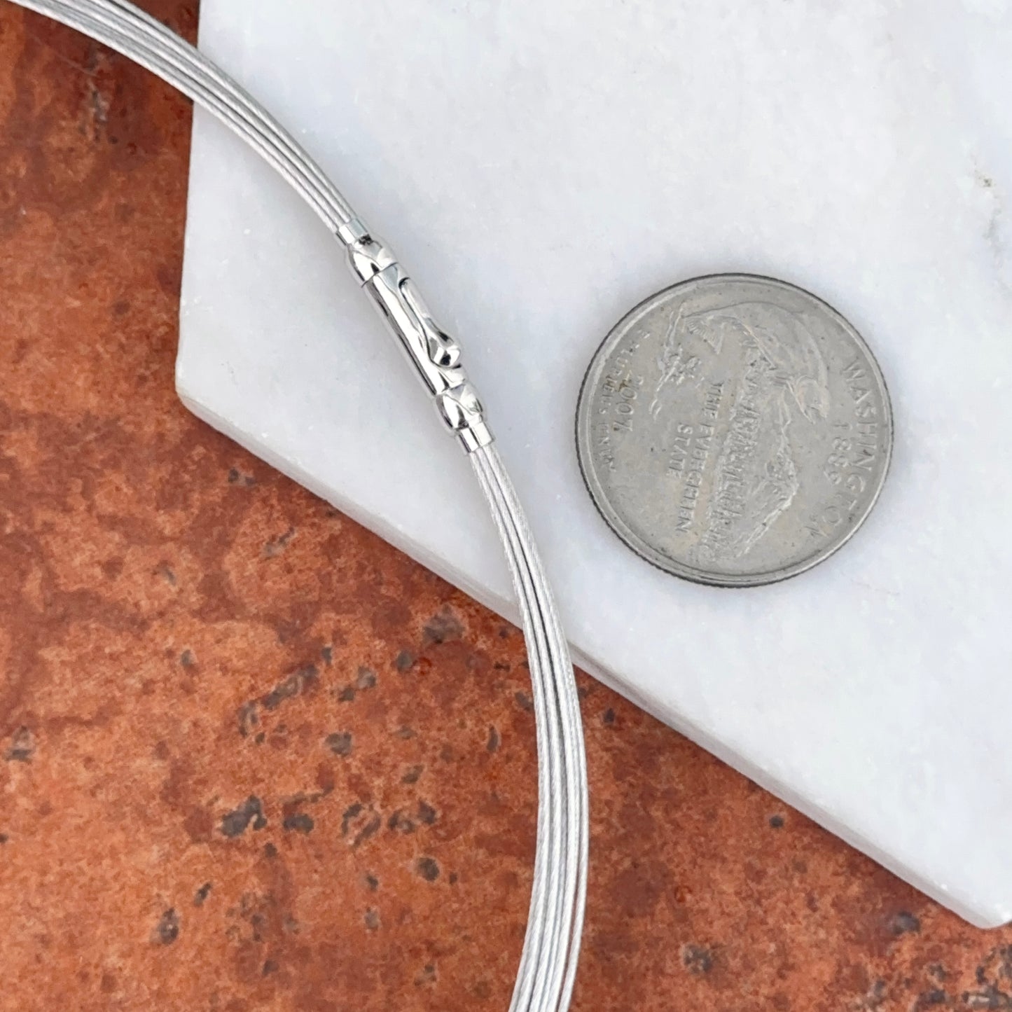 14KT White Gold 10-Strand Cable Wire Necklace