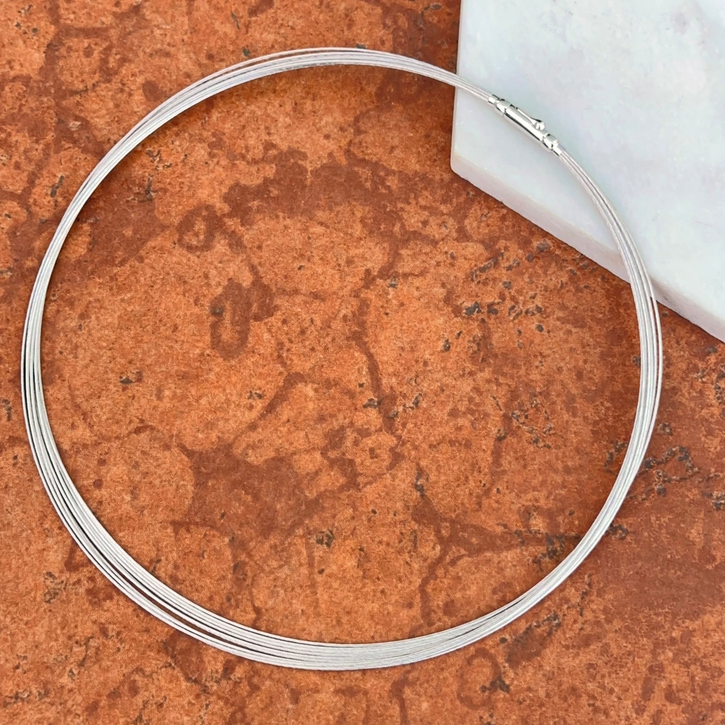 14KT White Gold 10-Strand Cable Wire Necklace