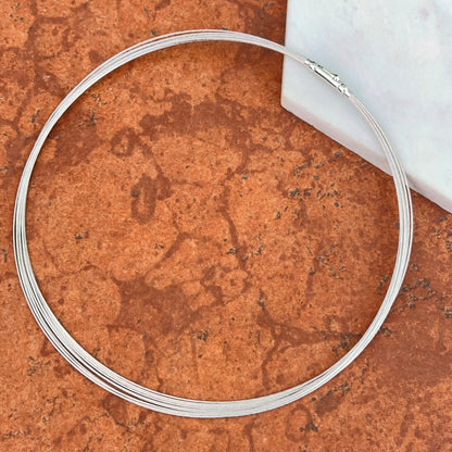 14KT White Gold 10-Strand Cable Wire Necklace