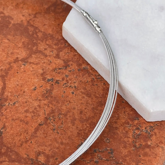 14KT White Gold 10-Strand Cable Wire Necklace