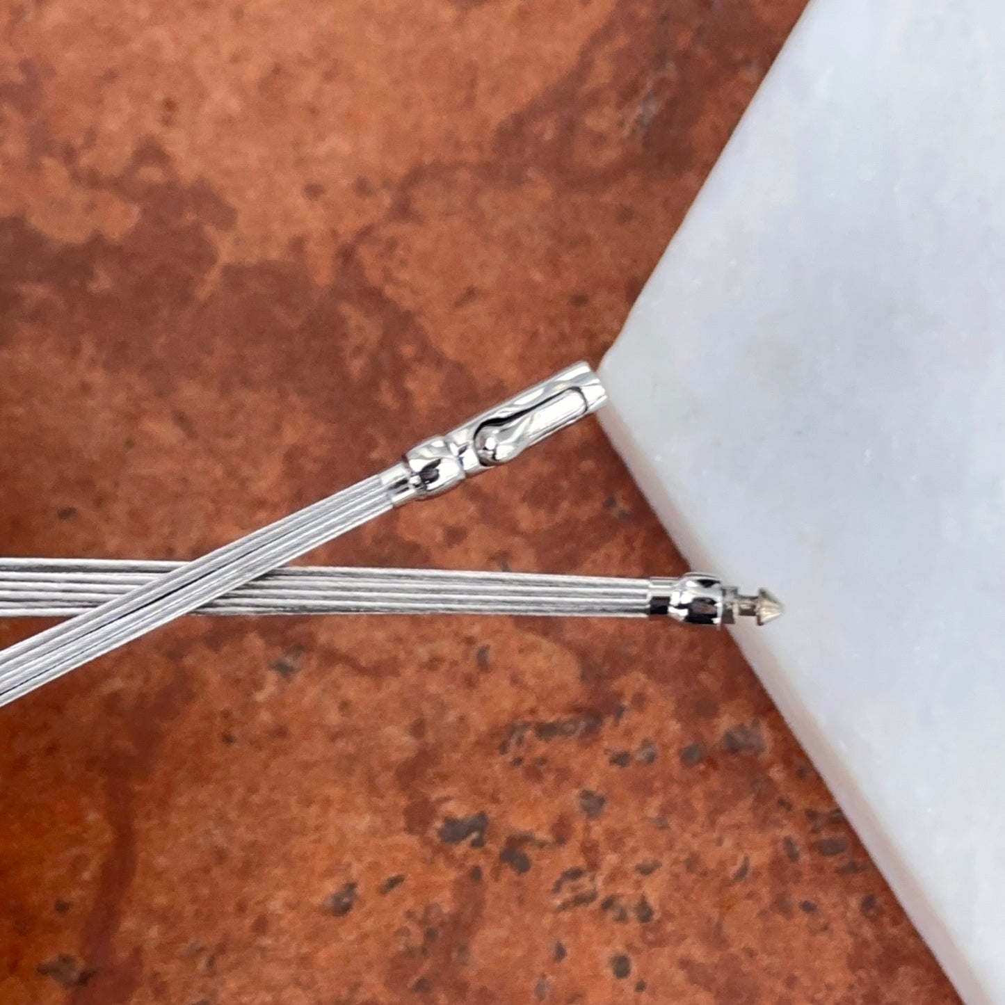 14KT White Gold 10-Strand Cable Wire Necklace