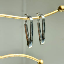 Load image into Gallery viewer, 14KT White Gold Twist Oval Long Hoop Earrings 44.5mm