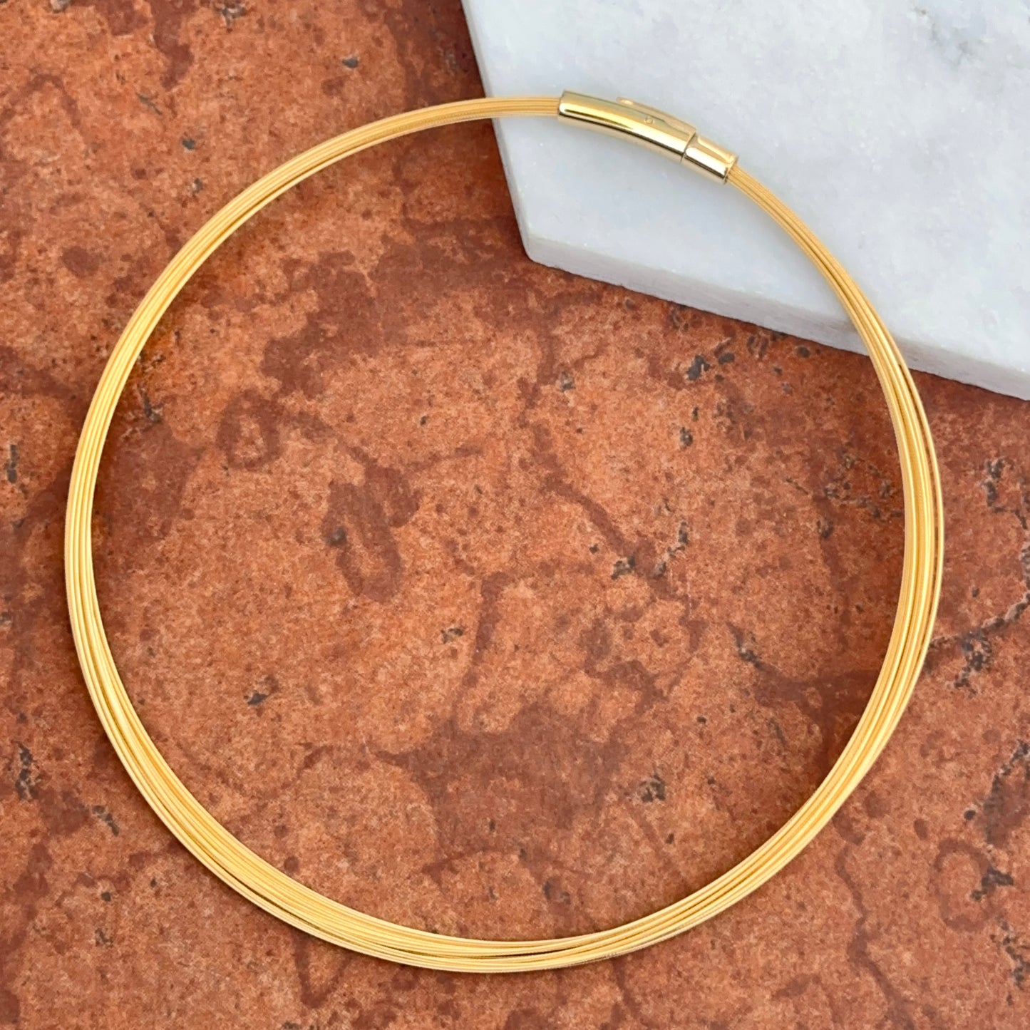 18KT Gold Plated Stainless Steel 15-Strand Wire Collar Necklace Alligator Clasp