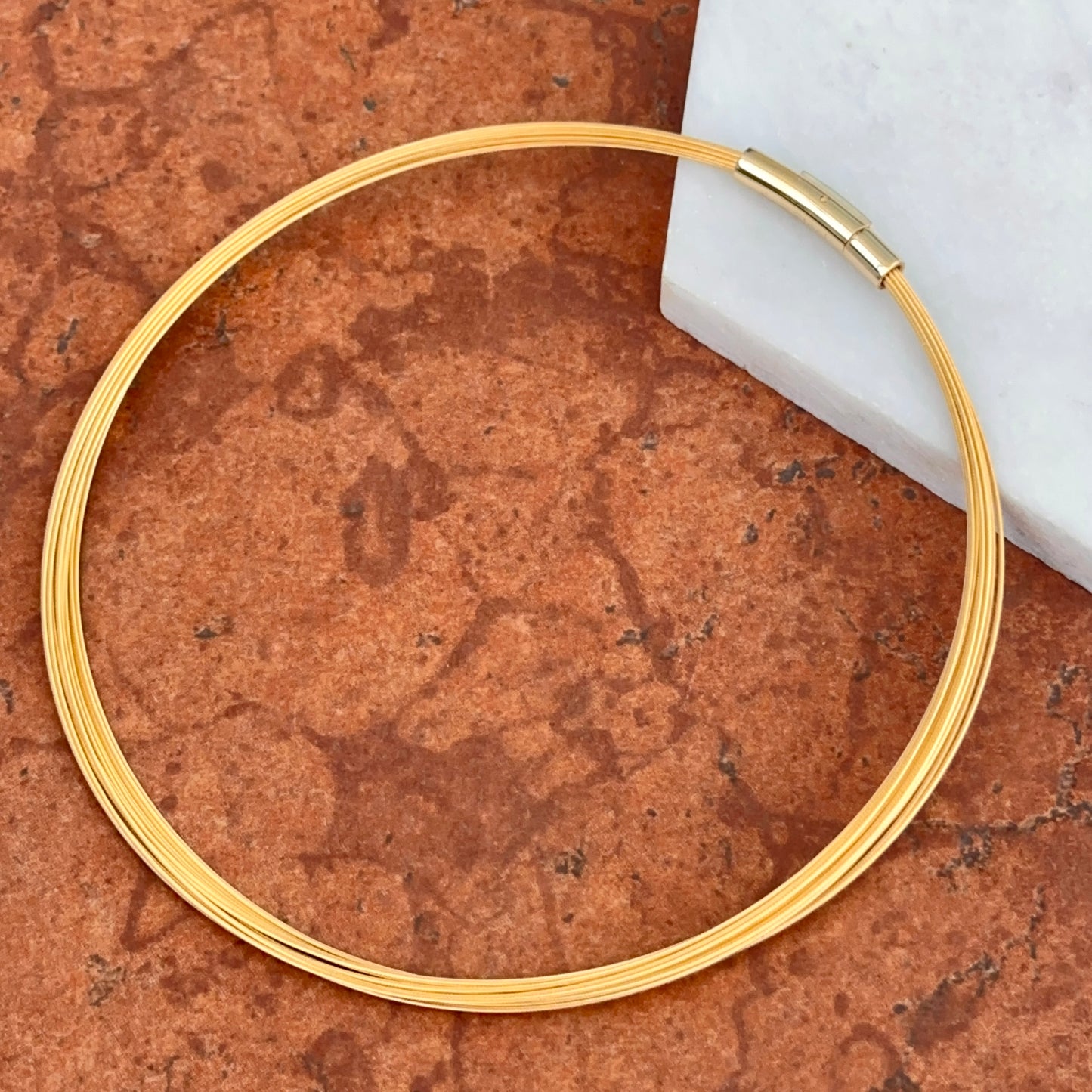 18KT Gold Plated Stainless Steel 15-Strand Wire Collar Necklace Alligator Clasp