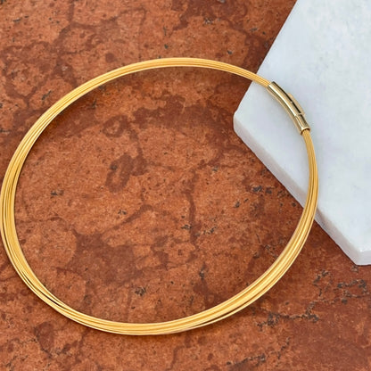 18KT Gold Plated Stainless Steel 15-Strand Wire Collar Necklace Alligator Clasp
