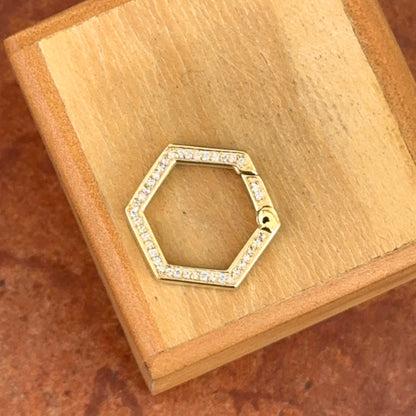 10KT Yellow Gold Diamond Hexagon Charm Holder Pendant / Connecter