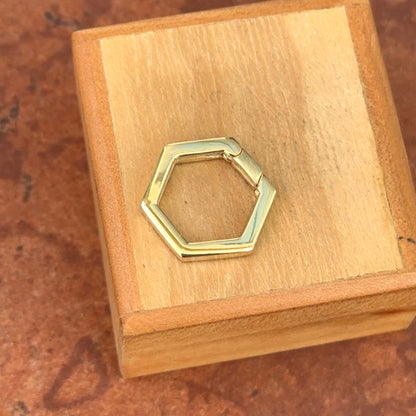 10KT Yellow Gold Diamond Hexagon Charm Holder Pendant / Connecter