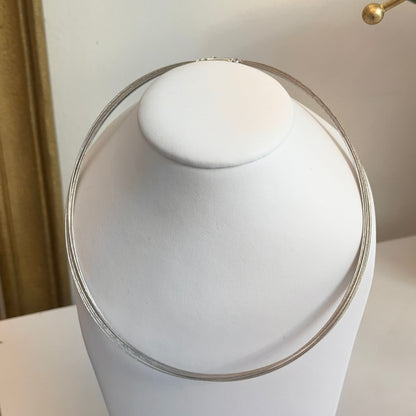 14KT White Gold 10-Strand Cable Wire Necklace