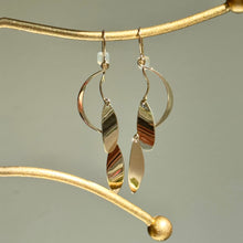 Load image into Gallery viewer, 14KT Yellow Gold Leaves Curved Wire Dangle Earrings
