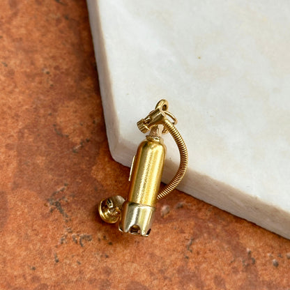 Estate 18KT Yellow Gold 3D Oxygen Tank Pendant