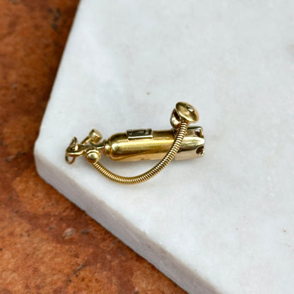 Estate 18KT Yellow Gold 3D Oxygen Tank Pendant