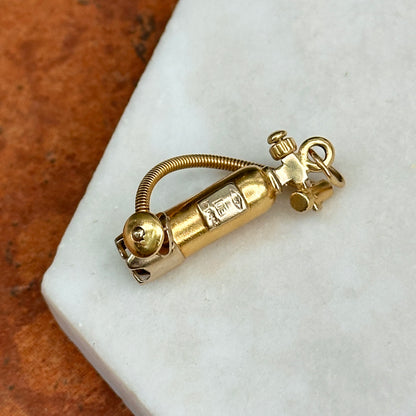 Estate 18KT Yellow Gold 3D Oxygen Tank Pendant