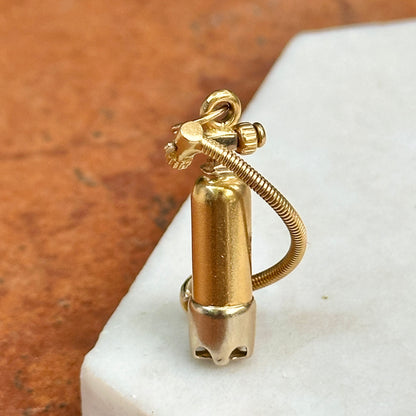 Estate 18KT Yellow Gold 3D Oxygen Tank Pendant