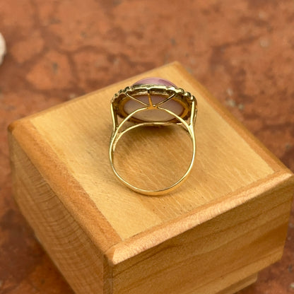 Estate 14KT Pink Mabe Pearl Bezel Set + Diamond Ring