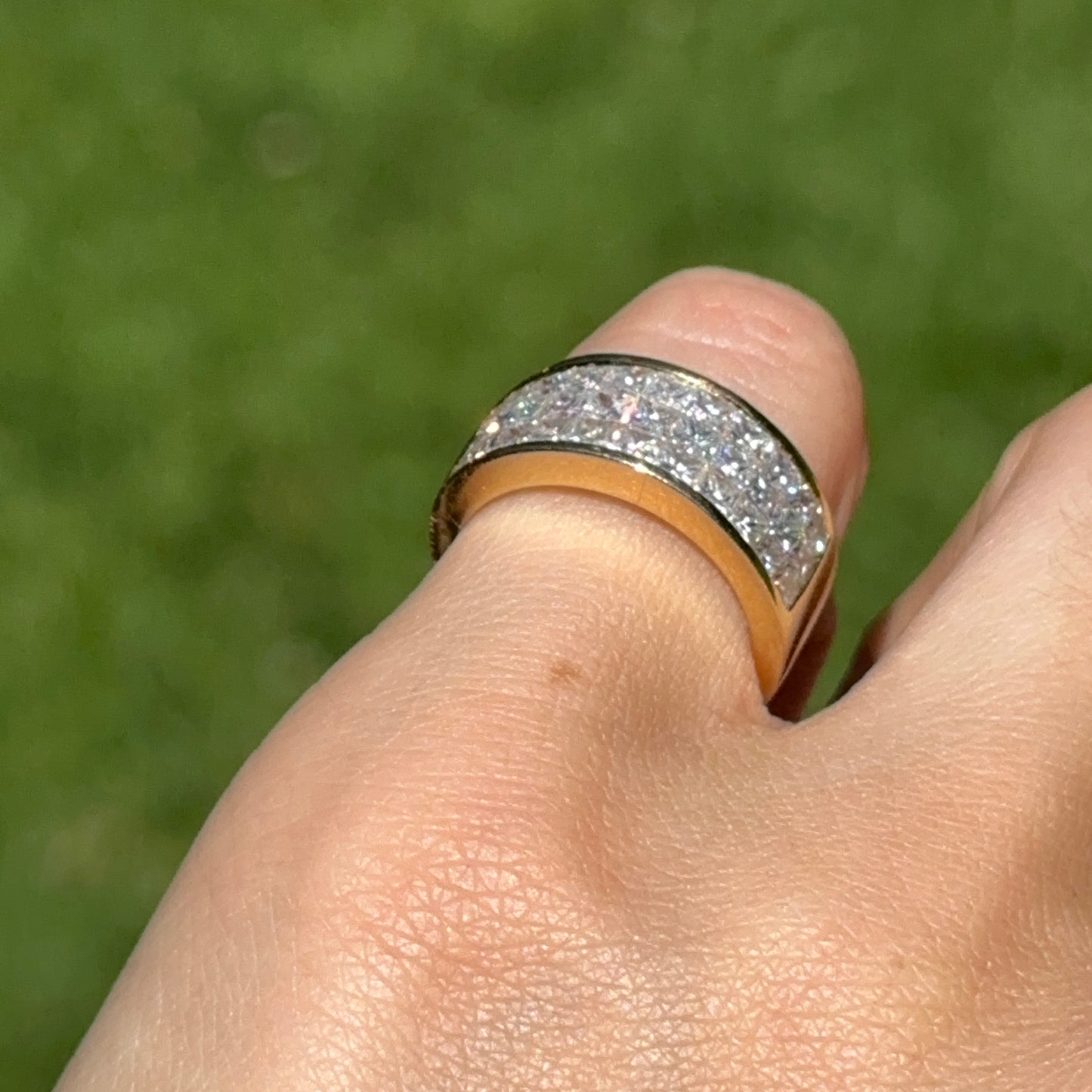Estate 18KT Yellow Gold 3-Row 2.27 CT Princess-Cut Diamond Ring