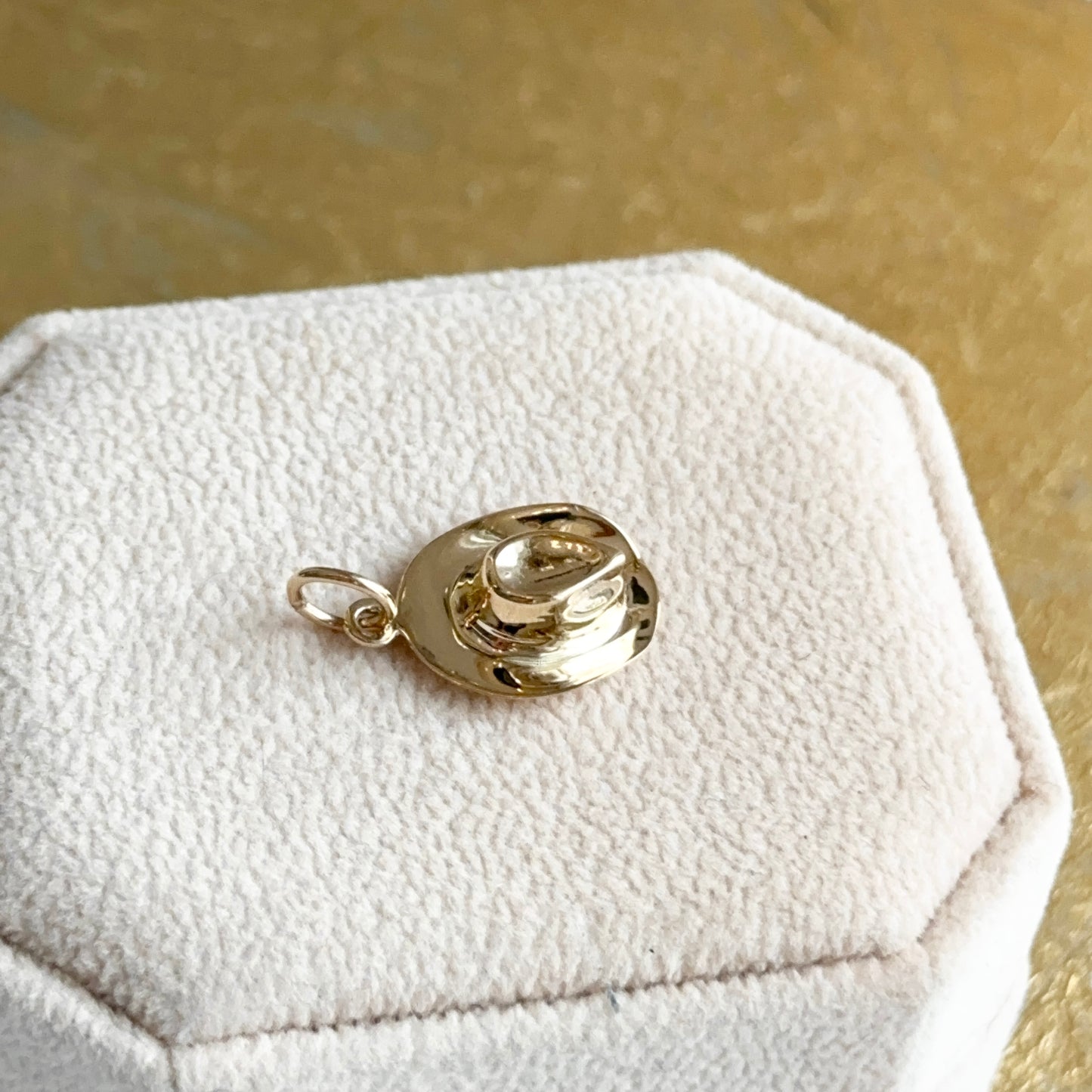 10KT Yellow Gold Cowboy Hat 3D Pendant Charm