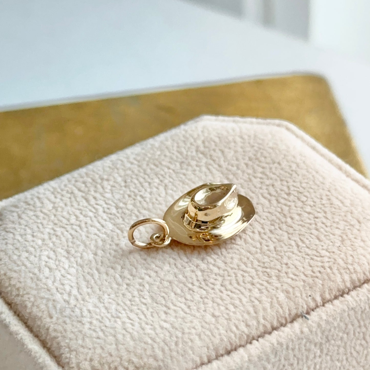 10KT Yellow Gold Cowboy Hat 3D Pendant Charm