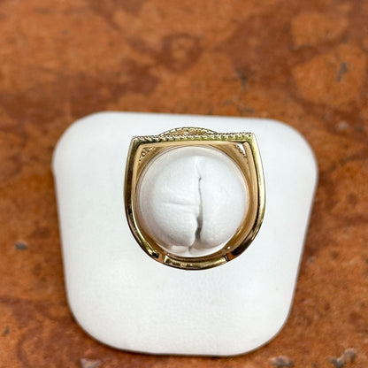 14KT Yellow Gold Round Diamond Geometric Style 4 Row Ring