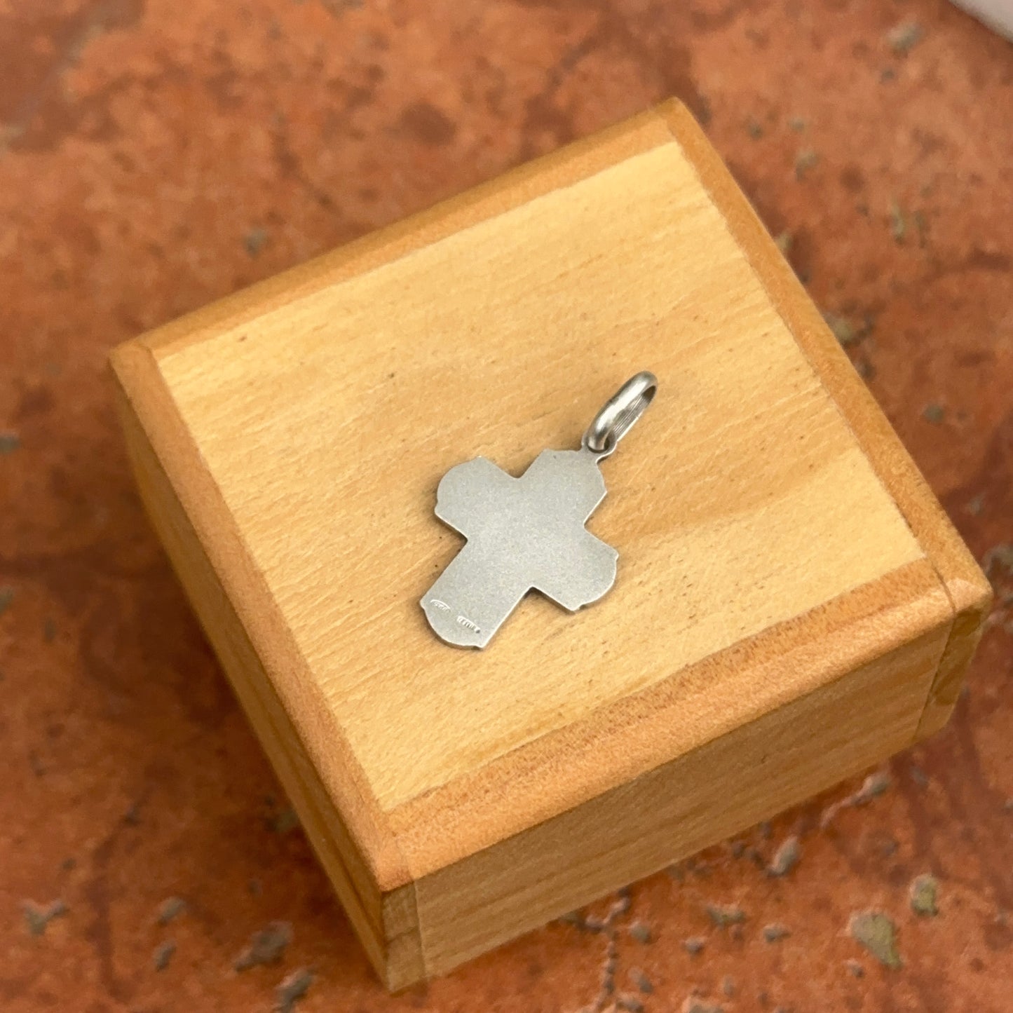 Sterling Silver Four Way Catholic Cross Medal Engraved Pendant Charm 19mm