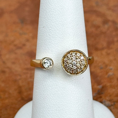 14KT Yellow Gold Round Pave + Bezel Set Diamond Negative Space Ring