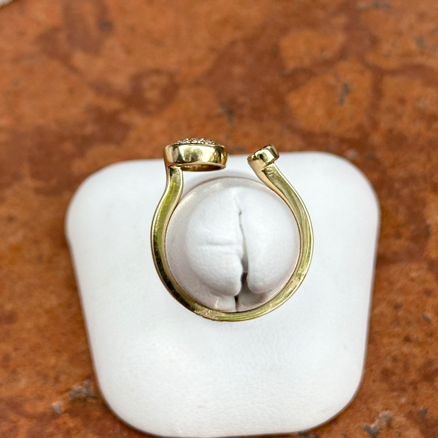14KT Yellow Gold Round Pave + Bezel Set Diamond Negative Space Ring