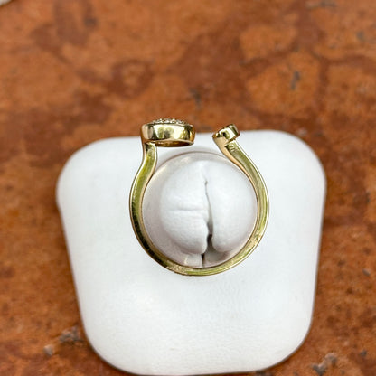 14KT Yellow Gold Round Pave + Bezel Set Diamond Negative Space Ring