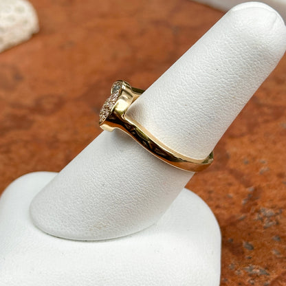 14KT Yellow Gold Round Pave + Bezel Set Diamond Negative Space Ring