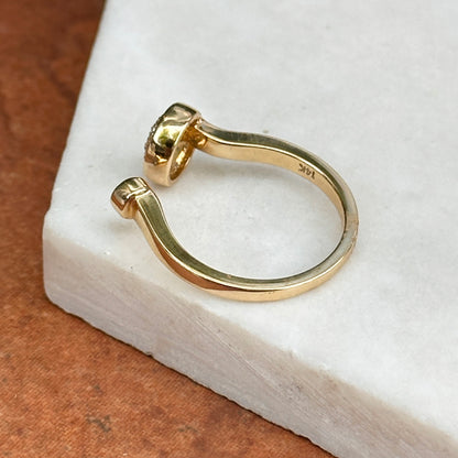 14KT Yellow Gold Round Pave + Bezel Set Diamond Negative Space Ring