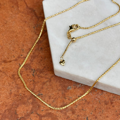 14KT Yellow Gold Adjustable 2mm Wheat Necklace 22"