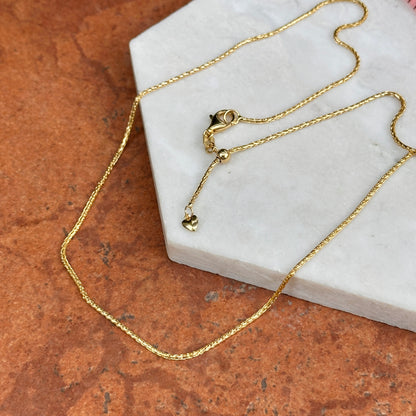 14KT Yellow Gold Adjustable 2mm Wheat Necklace 22"