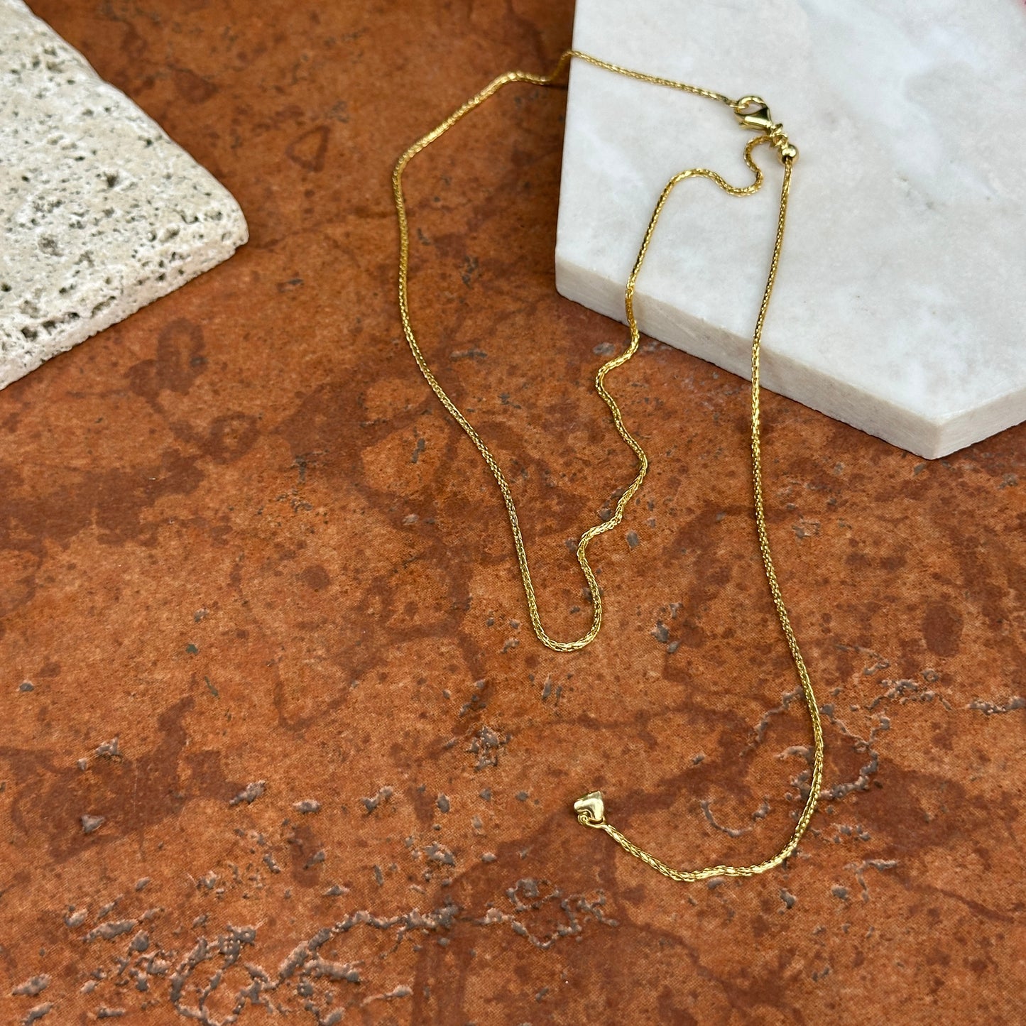 14KT Yellow Gold Adjustable 2mm Wheat Necklace 22"