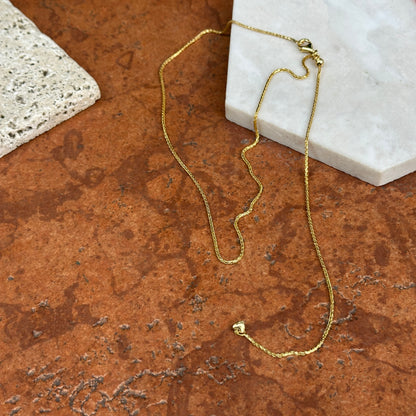 14KT Yellow Gold Adjustable 2mm Wheat Necklace 22"